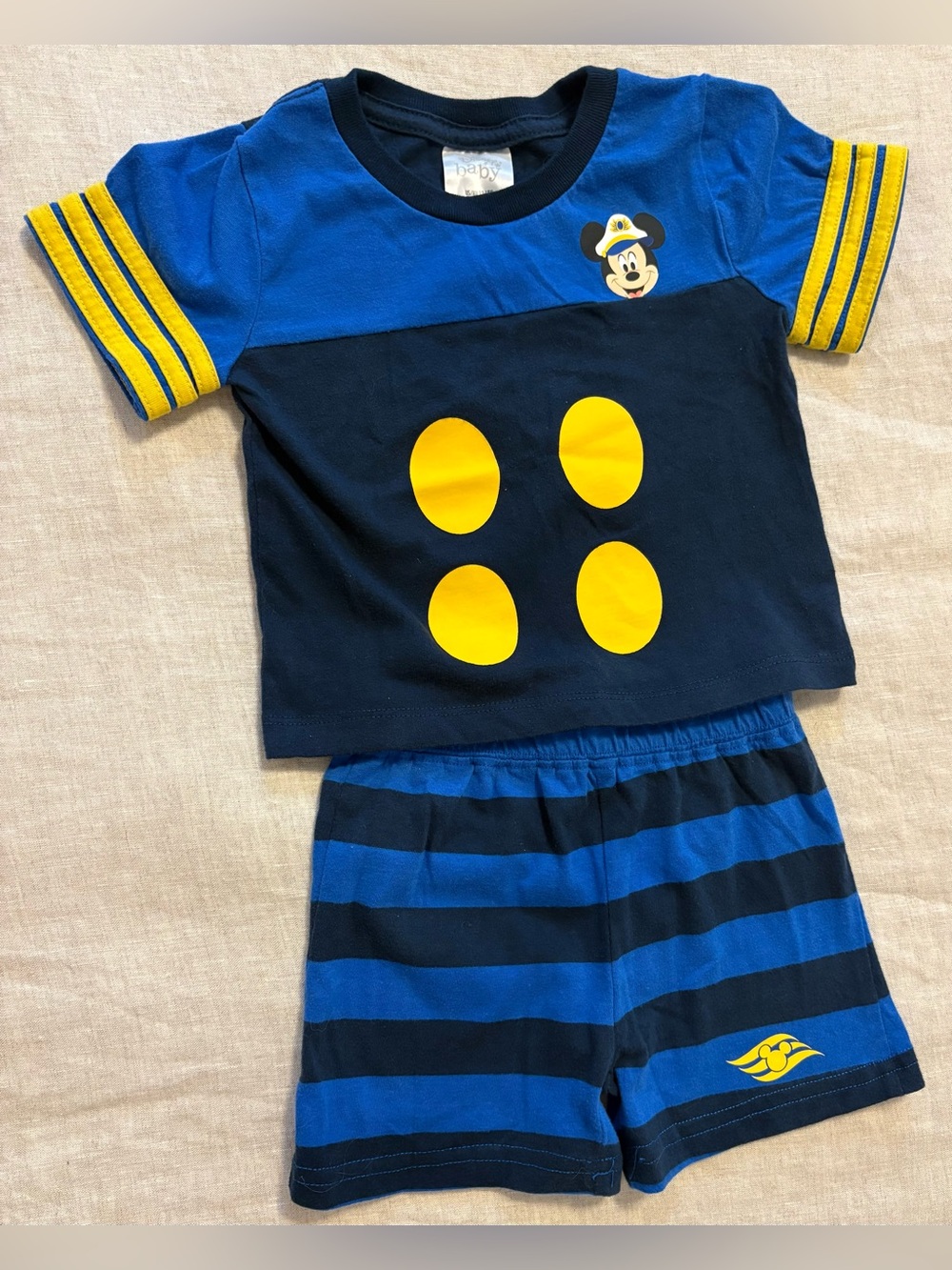 Disney Cruise Line Baby Captain Mickey Mouse 2-Piece Outfit Set 12-18M